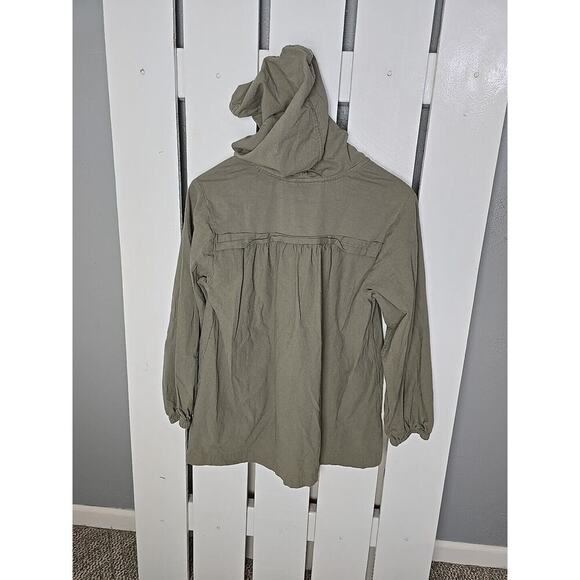 Soft Surroundings Neutral Olive Green Cotton Pullover Hoodie Small Cottagecore - Picture 2 of 8
